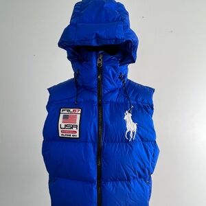Polo Ralph Lauren Royal Blue Puffer Vest with Hood - Large